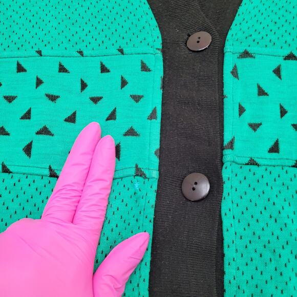 Vintage Gitano Cardigan Womens Small 22x26 Baggy Blue-Green 90s Y2K - Picture 4 of 13